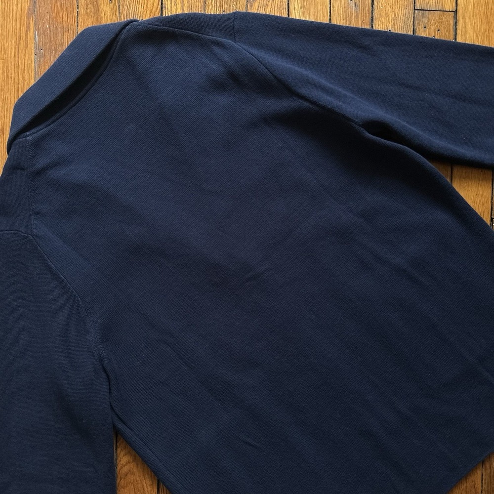 NWT Quince 100% Organic Cotton Knit Blazer Coatigan Women XL Navy Blue Open Min - Picture 9 of 10
